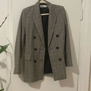 Zara Size XS Oversized Houndstooth Blazer